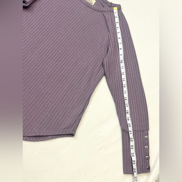 Chaser Thermal Waffle Knit Purple Women's Top Long Sleeve Shirt Size Large - Picture 6 of 14